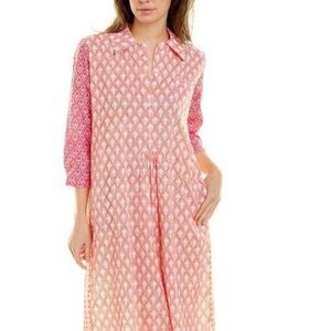 Ro’s Garden Multi Print Dress Pink Orange Medium